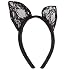 Black Sexy Cute Lace Orecchiette Bunny Cat Ears Headband Hairband Hair Band for Costume Party Masquerade Cosplay Wedding Fancy Dress Accessory