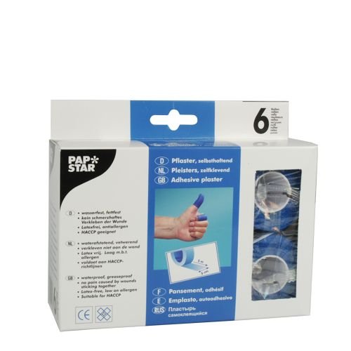 Papstar 1 Karton = 12x6 Rollen Pflaster, selbsthaftend 5 m x 5 cm blau 11089 Cover