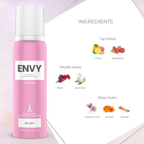 Image of ENVY Blush 140 ML & Luv 140 ML Deodorant For Women Pack of 2|Premium & Long Lasting Deodorant