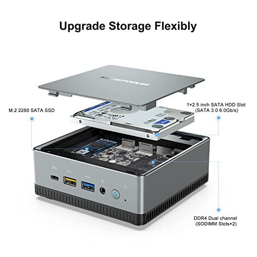 Minisforum Um700 Mini Pc Amd Ryzen 7 3750H 4C/8T Desktop Computer, Ddr4 16G Ram+512G Ssd, Hdmi/Dp/Usb-C 4K@60Hz Output, 1X Rj45 Port, 4X Usb3.0 Port, Dual Band Wifi, Radeon Vega 10 Graphics #TOP6