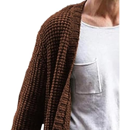 Suéter de cuello chal de hombre abrigo casual de punto grueso con botones para invierno 4
