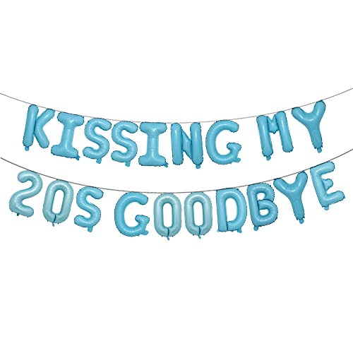 Kissing My 20s Goodbye Decorations Kissing My 20s Goodbye Banner Balloons 30th Birthday Balloon Dirty 30 Balloon (20S GOODBYE Light Blue)