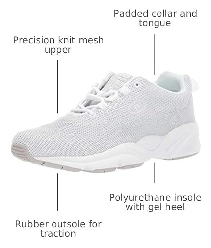 Propét Women's Stability Fly Shoe, White/Silver, 12 2A US angle 3