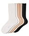 HUE Women's Scalloped Pointelle Sock, Sesame/Ivory/Black, One Size
