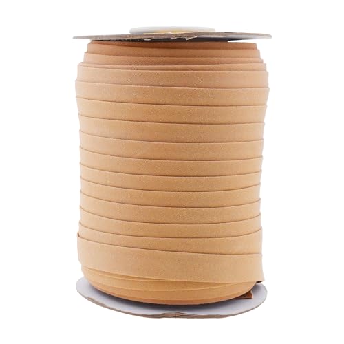 Mandala Crafts 55 Yards 1/2 Inch Tan Double Fold Bias Tape for Sewing - Bias Binding Tape for Quilting Binding, Hemming, Seam, and Fabric Piping