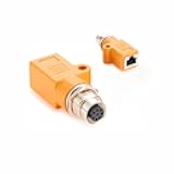 Elecbee M12 to RJ45 Bulkhead Adapter Waterproof M12 A Code 8 Pin Female to RJ45 Jack Straight Orange