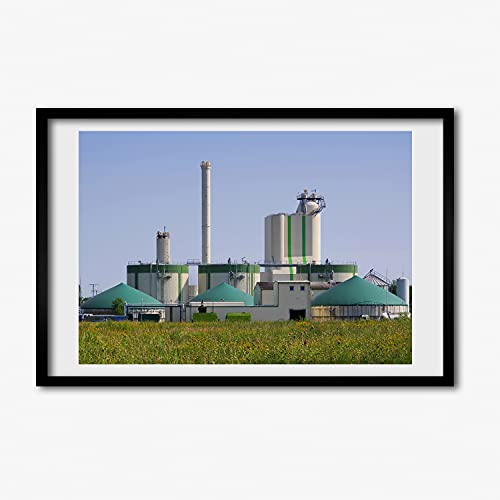 Cadre MDF 60x40 cm avec tableau peinture décoratif d'usine de biogaz