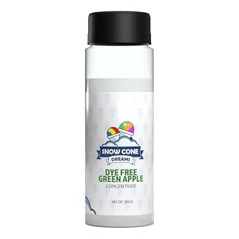 Dye Free Green Apple Snow Cone and Shaved Ice Flavor Concentrate | 4oz | Add Sugar and Water To Make 1 Gallon of Syrup | Snow Cone Dreams