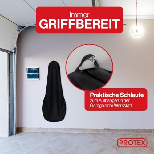 PROTEX© Sitzschoner für Autositze - [Testsieger 2025] Werkstattschoner - Rutsch- und wasserfestes, schmutzabweisendes Oxford-Material - Ideale Passform - schwarz mit roten Nähten (1 Stück)