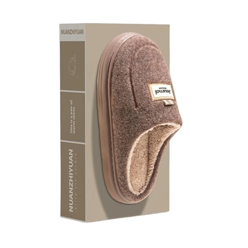 OUXUNDAI Pantoufle Femme Pantons De Coton pour Hommes Home Indoor Home Extra Grande Taille 51 Chauffle Plus Pantoufles De Sol en Velours-Café-48/49