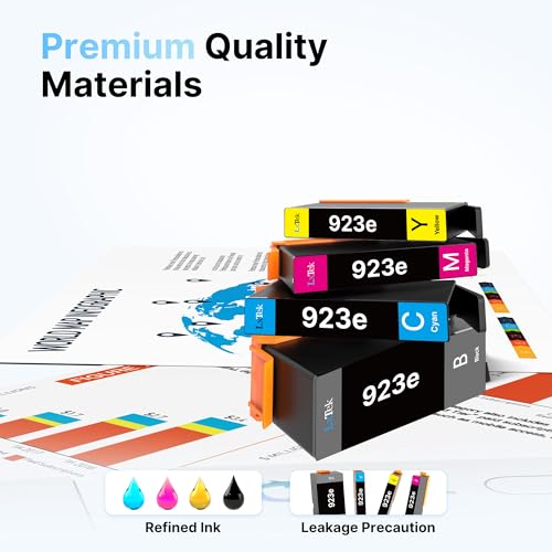 Image of 923e 923 Ink Cartridges for HP Printers with Chip Replacement | for HP 923XL Ink Cartridges Combo Pack for OfficeJet Pro 8135e 8130e 8139e 8138e 8122e 8120 8124e 8125e 8132e 8134e Printer