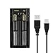 LED Indicator USB Battery Charger,Smart Battery Charger for AA AAA 18650 26650 20700 21700 18500 10440 14500 18490 18350 17670 17500 IMR Li-ion Ni-MH Ni-CD Rechargeable Battery (2-Bay)