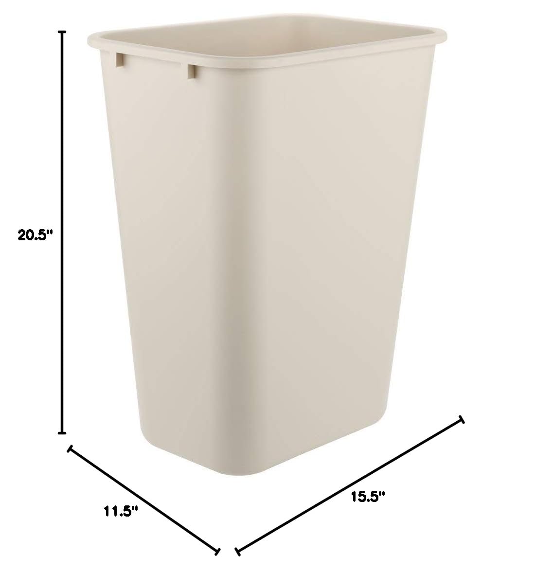 PRO&Family 41 Qt. / 10 Gallon / 38 Liters Beige Rectangular Wastebasket. Kitchen Garbage Can Office Trash Can Recycle Bin Waste Basket Touchless