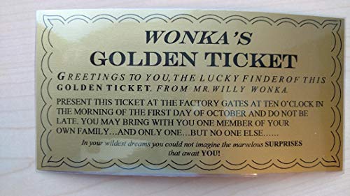 Wonkamania willy wonka golden ticket ~ laminated - 6 1/…
