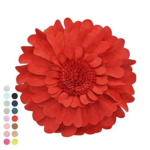 Contempo Lifestyles Flower Pillow – Decorative Pillow 3D Round Throw Pillows For Home Décor – Handmade Sweetheart Flower Pillow For Bed & Couch-Sunflower Pillow - 13 Inch Coral #TOP1