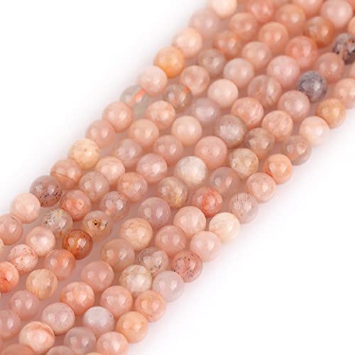 GEM-Inside Natural 4mm Sun Stone Round Gemstone Semi Precious Loose Beads for Jewellery Making 15''
