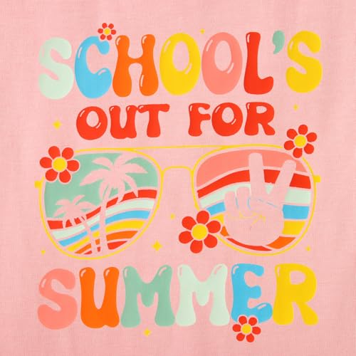Image of Kids Girl School's Out for Summer Shirt Last Day of School T-Shirt Cute Summer Beach Short Sleeve Tee Tops