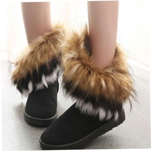 BUJIATANG Snow Boots Women Winter Snow Boots Warm Lined Mid Calf Ankle Boots Faux Fur Tassel Shoes 1Pair | Image 6