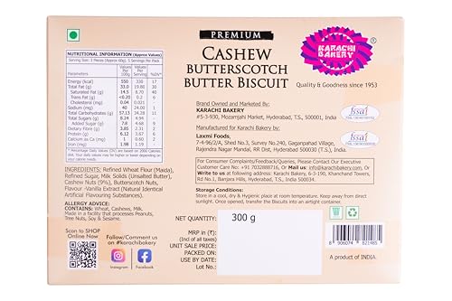 Image of Karachi Bakery Cashew Butterscotch butter Biscuits, 300 g (Pack of 2)