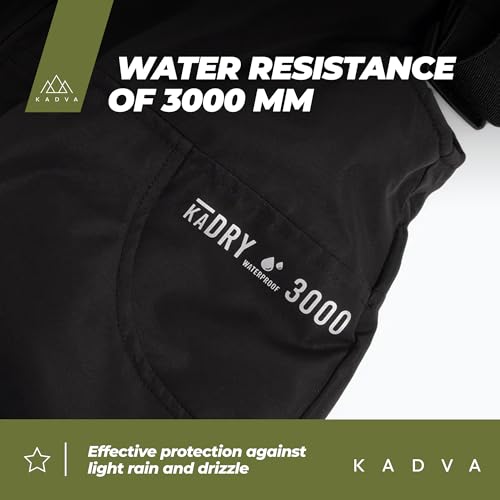 KADVA Skihose für Kinder SKIRO Pants JR in Schwarz Größe 110 cm Wasser- und Winddicht mit offenen Taschen und Hosenträgern Ausgestattet mit reflektierenden Elementen und Logo