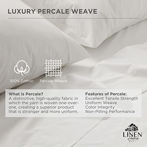 Linen Home Twin Size Flat Sheet Only 100% Cotton Percale, White by Linen Home - Used condition - Image 2