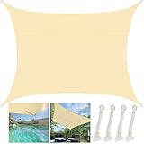 🌞Paquete incluye - 1 x vela de sombra, cuerdas de 4 x 1,5 m de longitud. En cada lado tiene una arandela de acero inoxidable muy duradera para unir las cuerdas y fijar el toldo. Se puede colgar rápidamente la vela de sombra en el árbol, las paredes y los postes altos. Es muy importante colocar el toldo vela ligeramente inclinado para que el agua no se acumule en el centro del toldo vela.