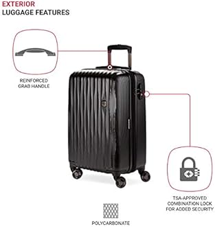SwissGear 7272 Energie Hardside Expandable Luggage with Spinner Wheels, Black, Carry-On 19-Inch, 7272 Energie Hardside Expandable Luggage With Spinner Wheels