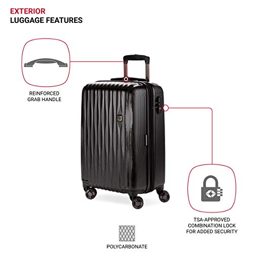 Swissgear 7272 Energie Hardside Luggage Carry-On Luggage With Spinner Wheels & Tsa Lock, Black, 19” #TOP2