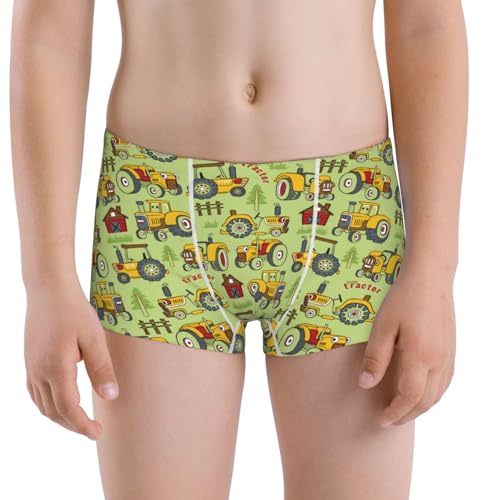 Boys' Cotton Boxer Brief Soft Underwear-Cute Tractor