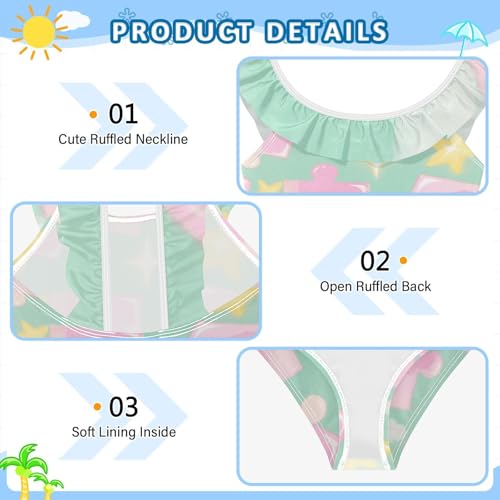 Traje de baño con volantes SyXIOP para niñas de 3 a 6 años en color rosa suave para playa 5