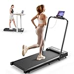 2 in 1 Laufband für Zuhause, Walking Pad Klappbar, 2,5 PS Laufband mit Armlehnen, Elektrisches Laufband mit LED-Anzeige und Fernbedienung, Geräuscharme für Zuhause/Büro (Schwarzes)