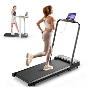 2 in 1 Laufband für Zuhause, Walking Pad Klappbar, 2,5 PS Laufband mit Armlehnen, Elektrisches Laufband mit LED-Anzeige und Fernbedienung, Geräuscharme für Zuhause/Büro (Schwarzes)