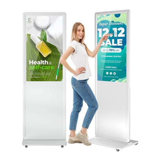 Image of MWE 37 Inch Touchscreen Kiosk, Indoor Floor Standing Digital Signage Displays, LCD Screen Advertising Display Totem, Interactive Display Poster Android System with Auto Media Player-White