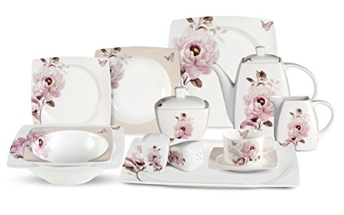 Lorenzo 57 Piece Elegant Bone China Service for 8 Sophie Dinnerware Sets, Multicolor