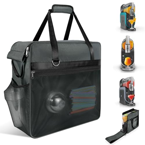 Portable Carrying Bag for Ninja Slushi Machine FS300/FS301 - Dustproof Travel Case for Frozen Drink Maker - Storage Bag Cover for Slushie Machine - Thick Padding Protector (Front-Opening, Gray)