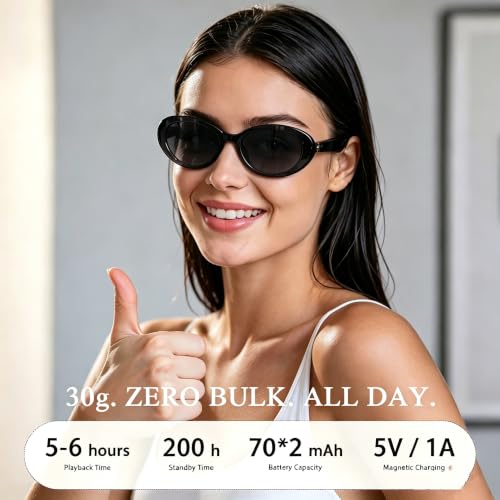 Image of AI Smart Glasses, Fashion Bluetooth Sunglasses Cat Eye Frame Thin Temples