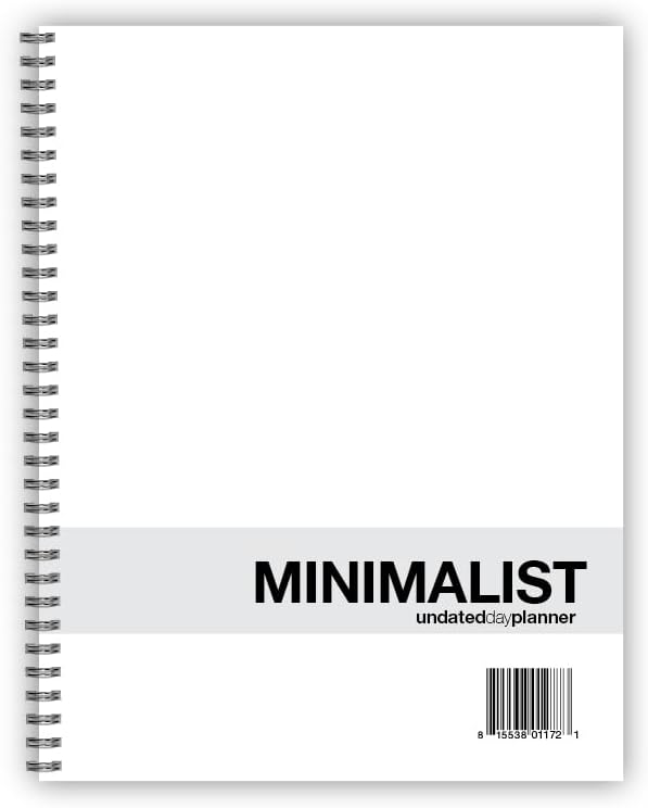 Planificador diario sin fecha con seguimiento horario para minimalistas, 8,5 x 11 | sin desperdicio de páginas, establecimiento de objetivos mensuales, diseño simple, sin distracciones, ideal para preparar comidas y realizar un seguimiento diario de los medicamentos