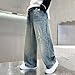 Baggy Jean for Boys Fashion Casual Straight Wide Leg Jeans Teen Boy Elastic Waist Denim Pants with Pockets Kids Jean Pants Toddler Winter Preppy Clothes Back to School Clothing Vintage Blue
