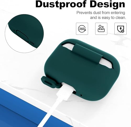 Image of EDNITA Airpods Pro 2 Case Compatible with Airpod 2 Pro & Airpods Pro, Earphone Case Cover Keychain | Shock Ressitant Full Protection LED Visible (Dark Green)