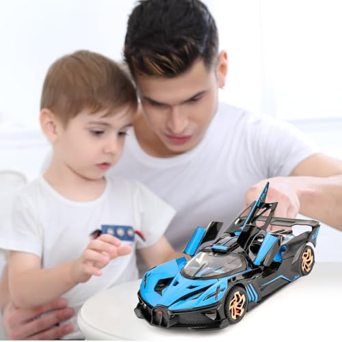 Modelo a escala 1:32 Bugatti Bolide azul con luces y sonido miniatura 6