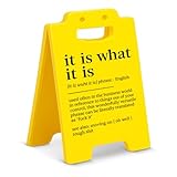 Funny Office Desk Decor Sign - It Is What It Is Definition Desk Sign Cubicle Decor - White Elephant Gift Gag Gifts for Coworkers Colleagues Employees Boss