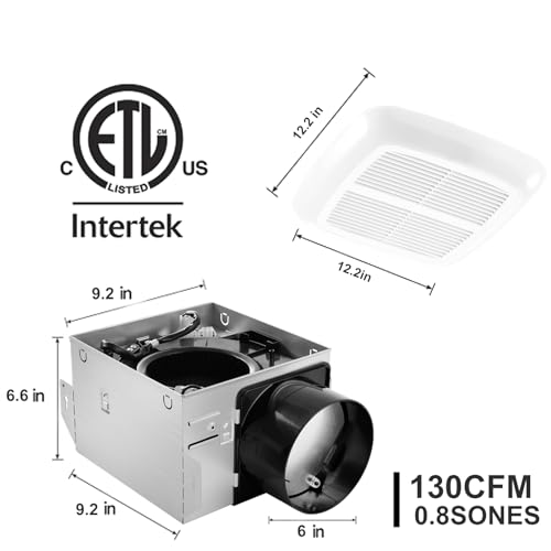VENTECHLATION Bathroom Fan with Light And Night Light,130 CFM, 6 Inch Duct — view 6