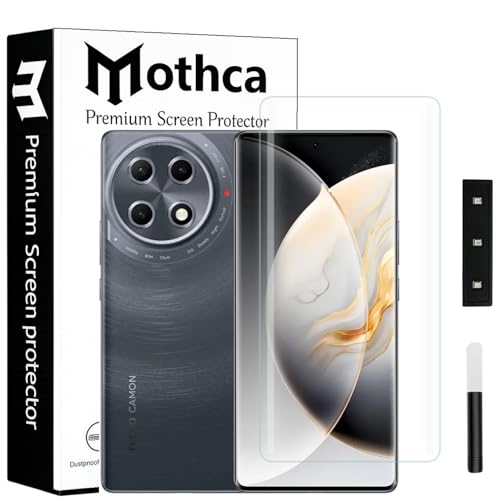Image of Mothca Curved UV Tempered Glass Screen Protector for Tecno Camon 30S | Transparent | Pack of 1 | Full Screen Coverage with UV Installation Kit