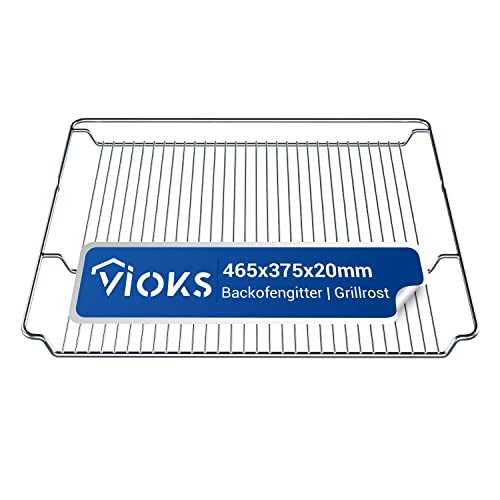 VIOKS Ruszt do grillowania ze stali nierdzewnej, 465 x 375 mm, zamiennik do Bosch 00574876 HEZ334000, ruszt do grillowania, ruszt kratowy do piekarnika Bosch, akcesoria do piekarnika