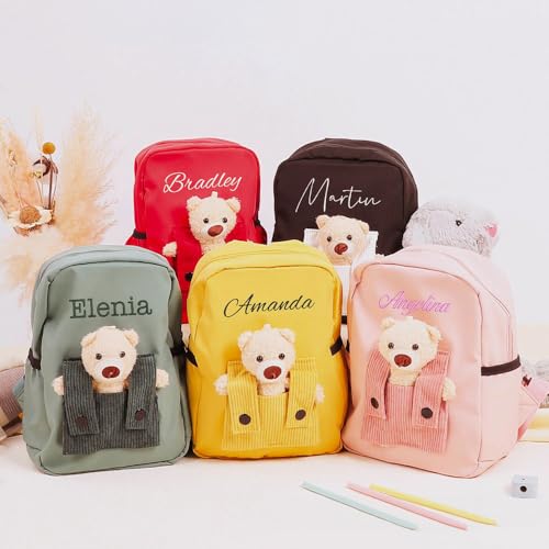 Kemedeaego Custom Name Embroidered Backpack – Personalized Gift Bag with Corduroy Pocket, Cute Travel Daypack for Daily Use — view 5