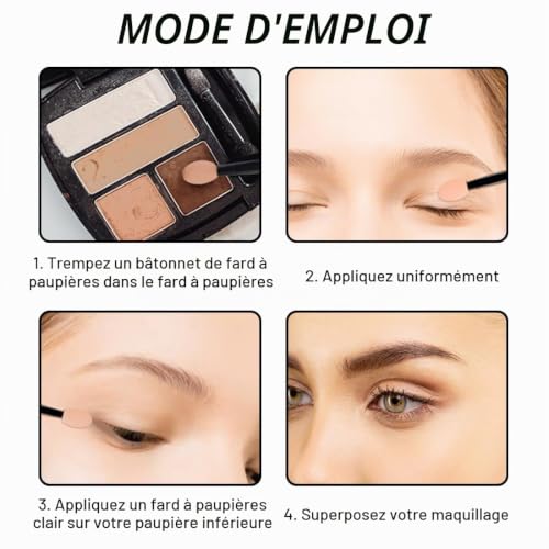 OPVYAEU 50 Pièces Applicateur de Fard à Paupières, Pinceaux Brosse Éponge de Ombre à Paupière à Double Tête pour Application de Maquillage des Femmes – vue 5
