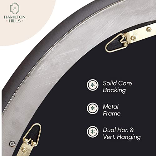 Hamilton Hills 24" X 36" Large Gold Oval Mirror Brushed Metal Framed | Contemporary Classic Deep Set Design | Wall Mount Half Circle Mirror For Home Decor | Vanity Mirror For Bathroom And Bedroom #TOP4