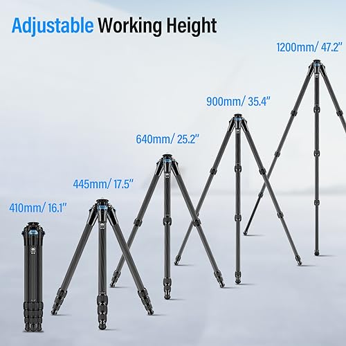 SIRUI AM-284 Carbon Fiber Tripod for Travel, Professional Camera Tripod with 4-Section Legs, Twist Leg Locks, Detachable Metal Spikes, Loads up 33LB, Max Height 47.2“ by Sirui - Image 7