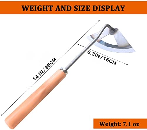 SHANFEEK Hoe Gardening Tools Hollow Hoe for Weeding 14-Inch Weed Removal Tool for Yard With Rubber Non-Slip Handle