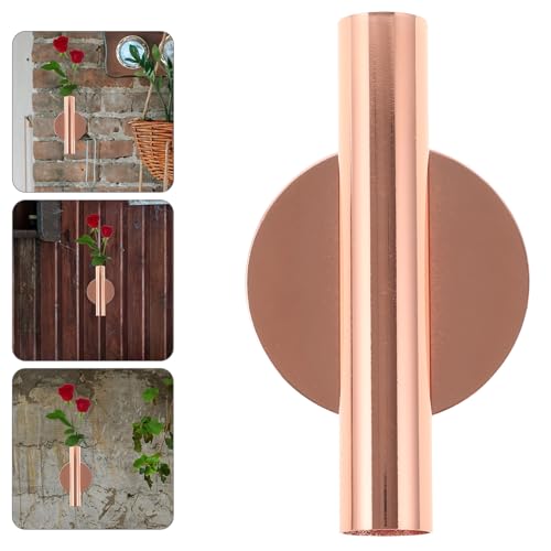 Juego de 2 floreros de pared metálicos colgantes en rosa dorado miniatura 3